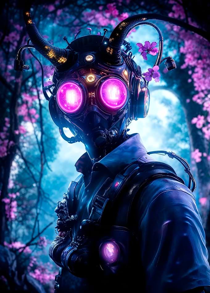 Cyberpunk Cyborg in Forest