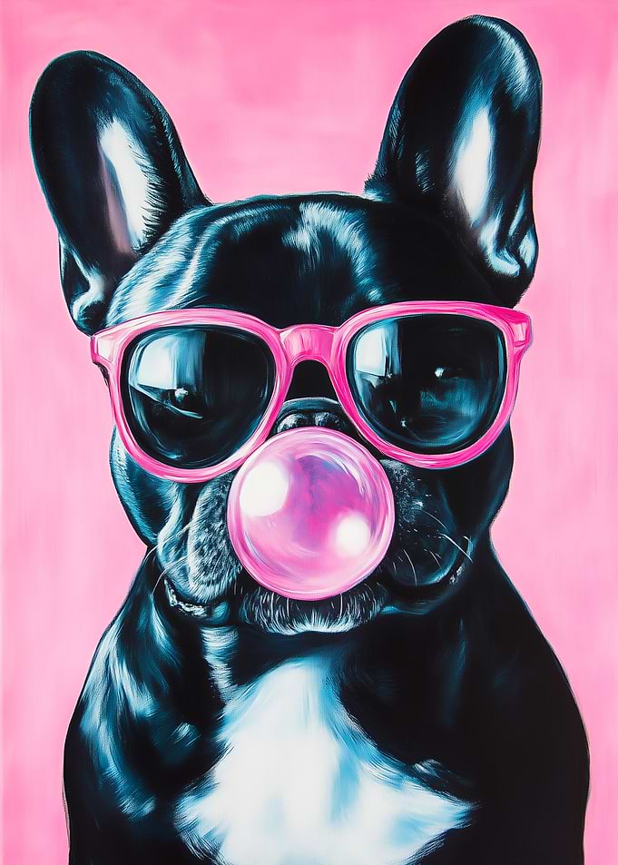 French Bulldog with Bubblegum
