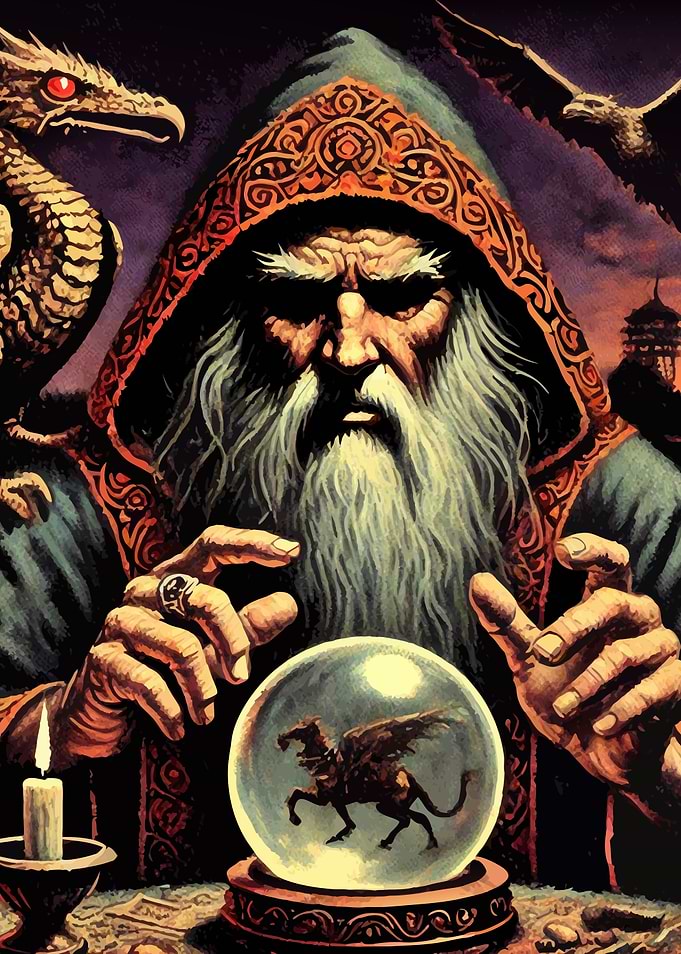 Dark Wizard with Crystal Ball