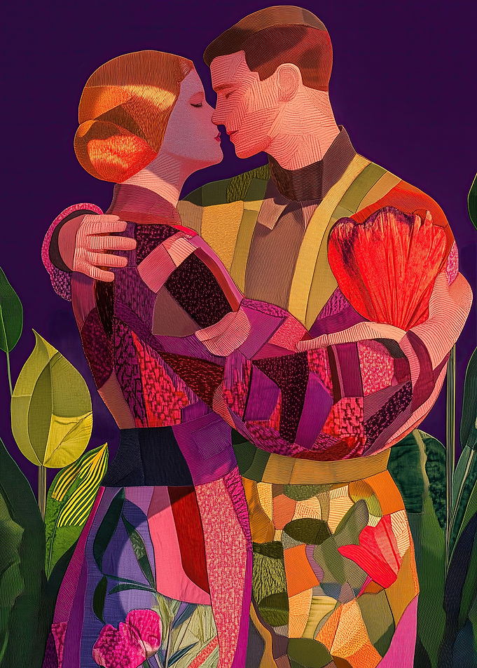 Embroidered Couple - Soul of a Kiss