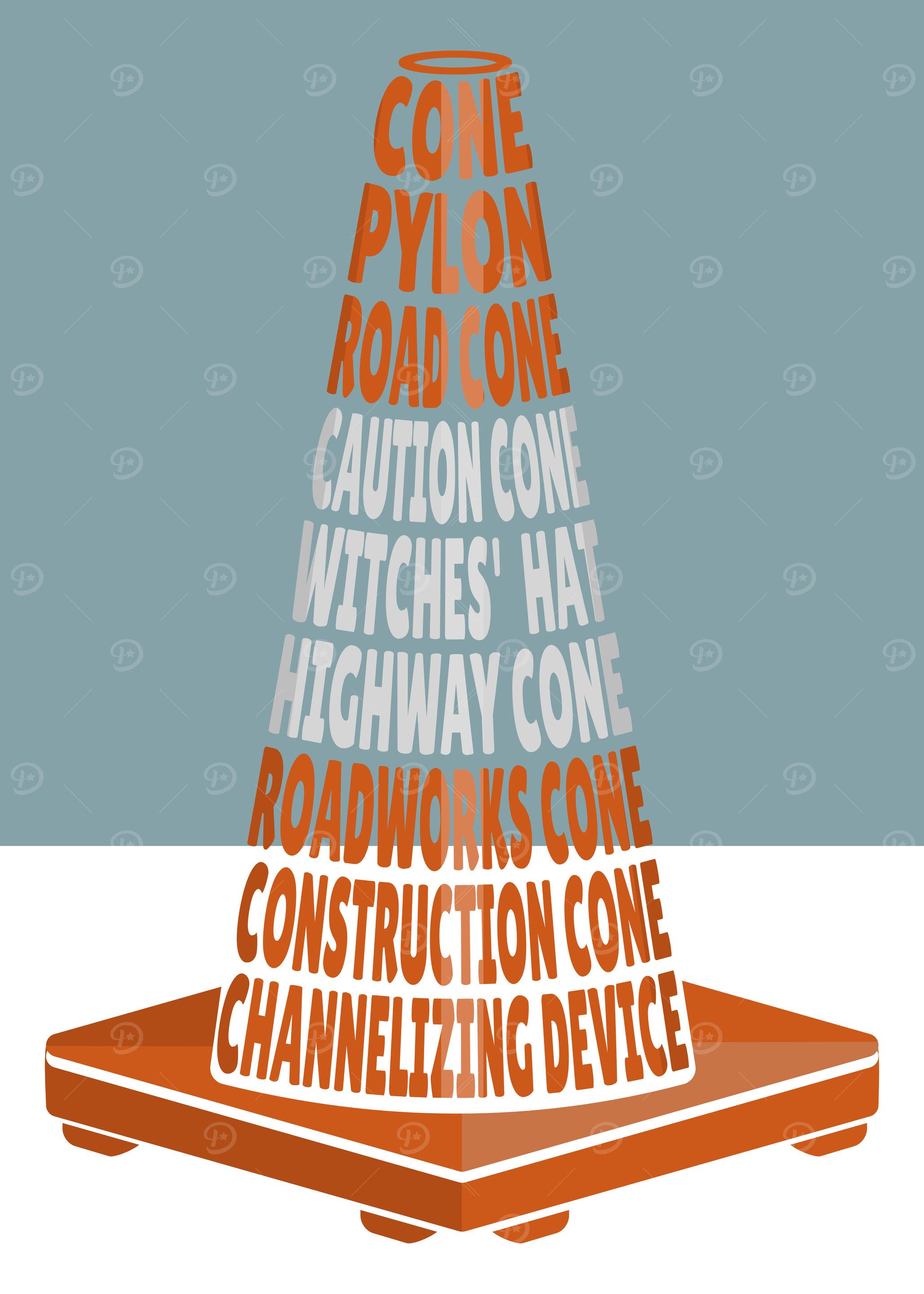 Traffic Cone Word Art