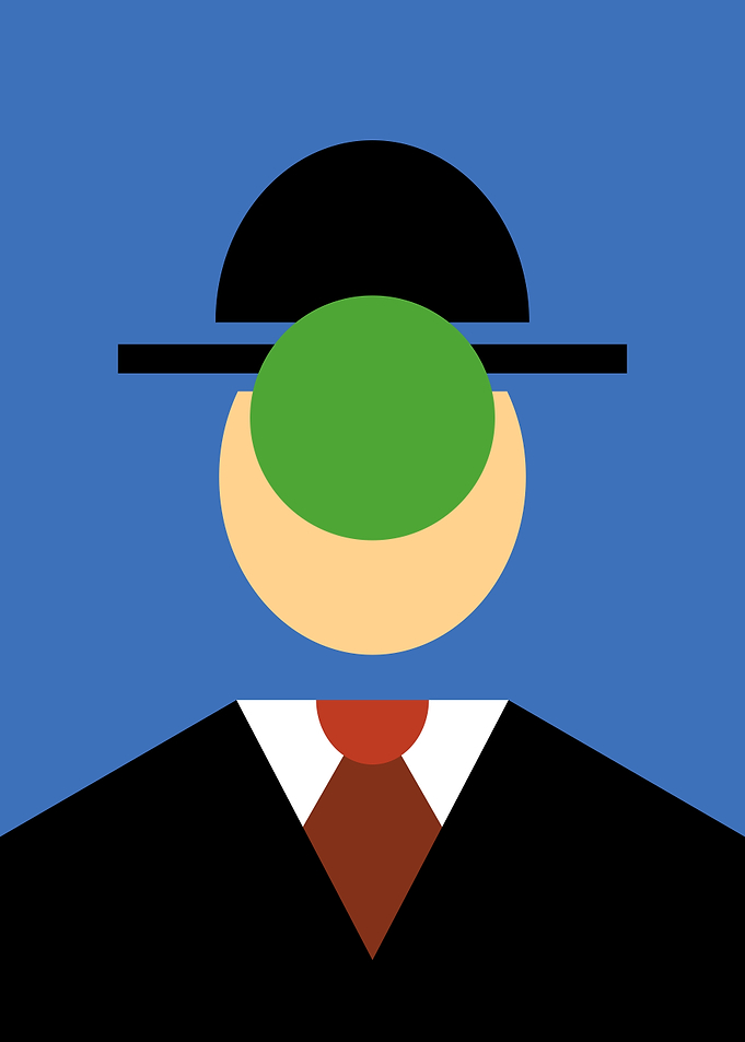 Bauhaus Art Geometric Man in Hat Vintage Retro Minimalistic