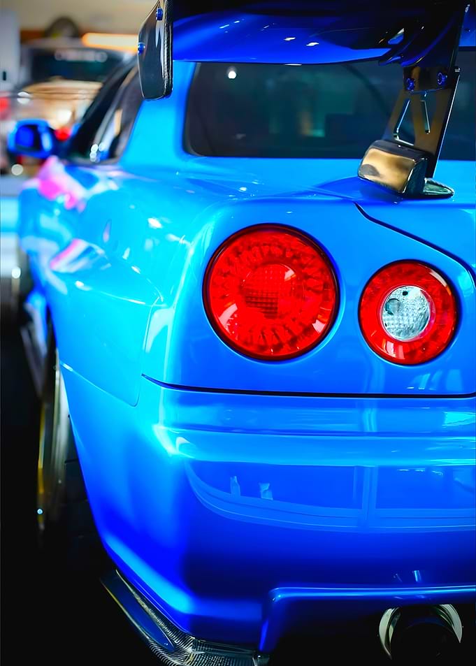 Blue Sport Car Rear View