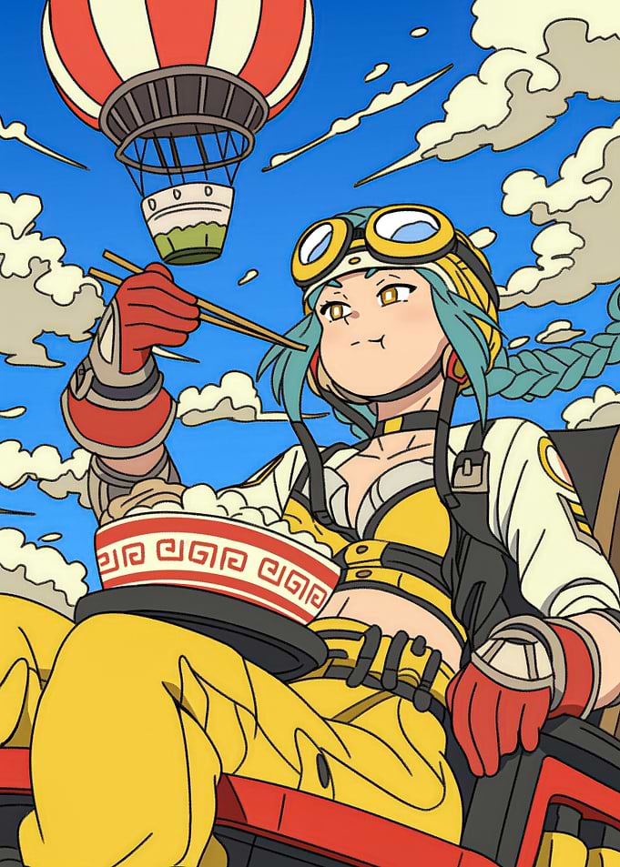 Teal Haired Girl Eating Ramen