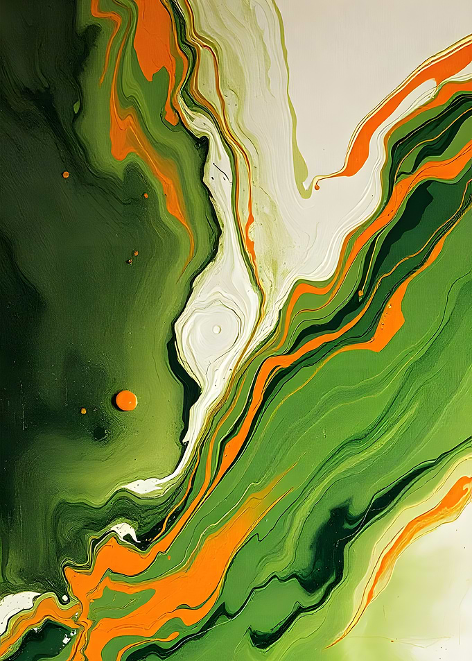 Abstract Green and Orange Swirls