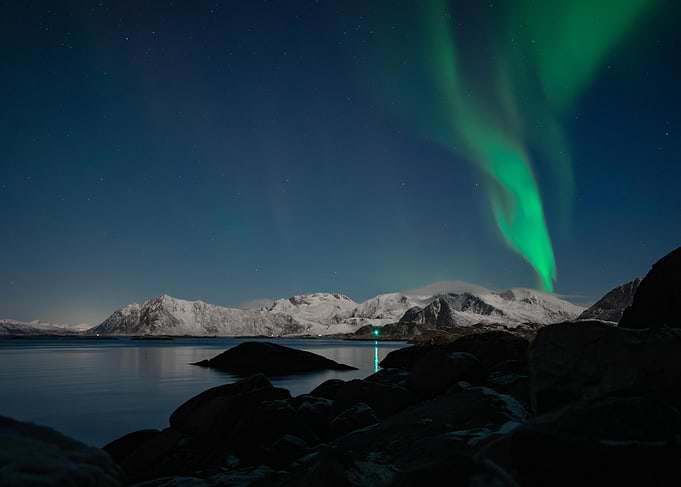 Northern Lights Over Mountains