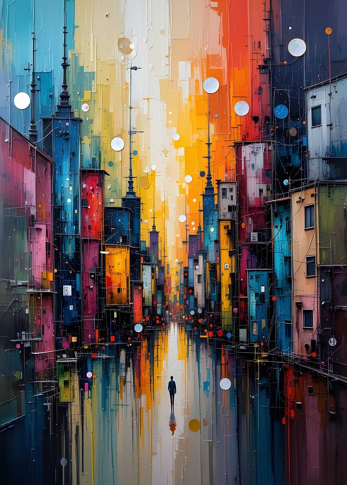 Cityscape with a Single Figure