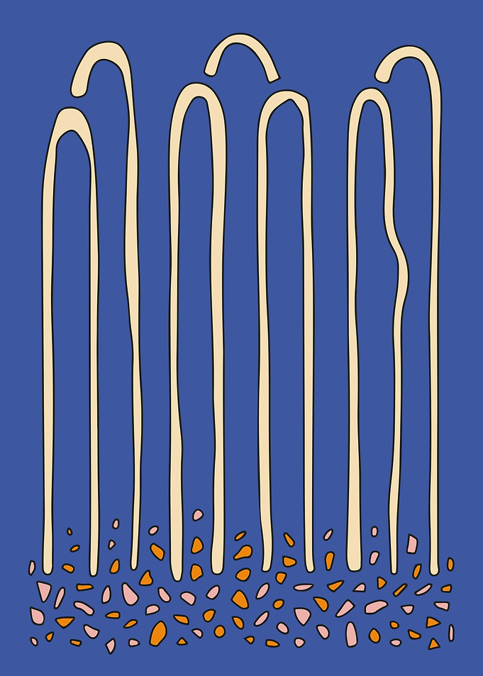 Abstract Organic Lines and Shapes on Blue