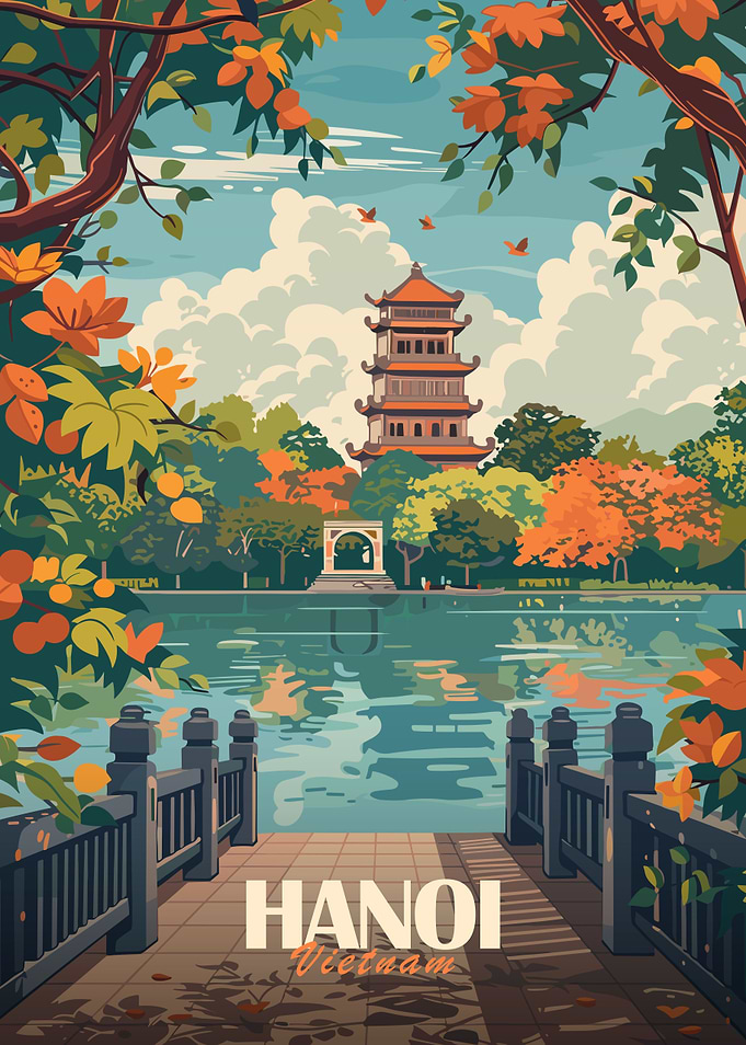 Hanoi Vietnam Travel Poster