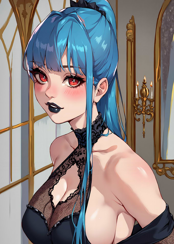 Anime Girl with Blue Hair