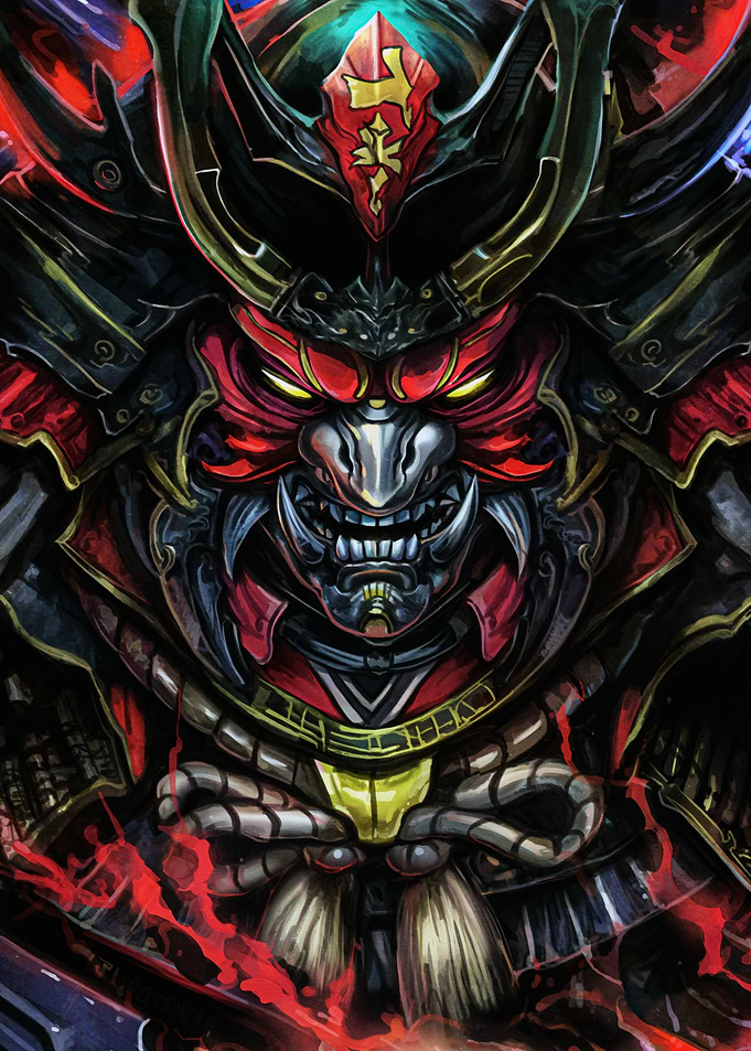 Crimson Samurai Oni Mask