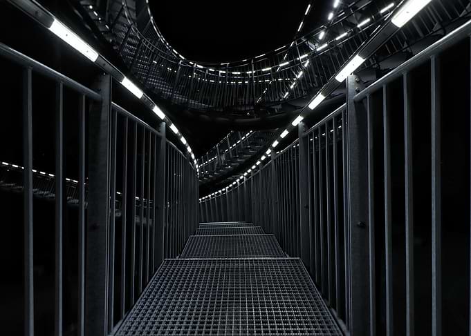 Metal Staircase in Darkness