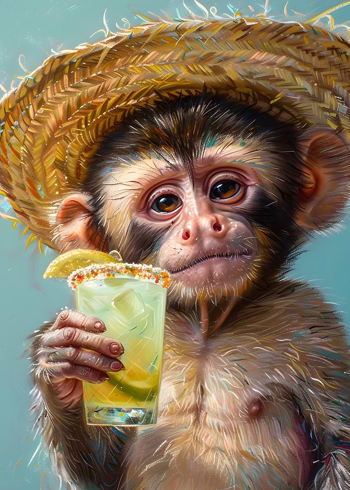 Monkey with a Margarita Cocktail