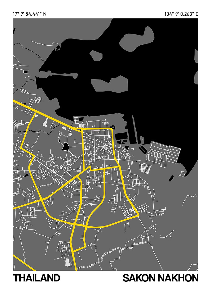 Sakon Nakhon City Street Map