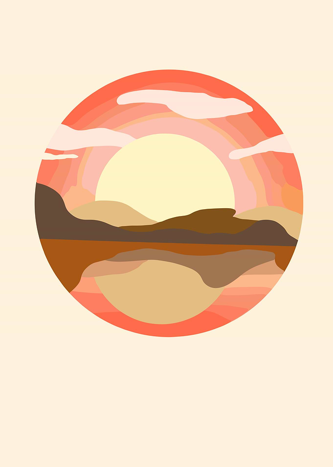 Sunset Landscape Circle Orange