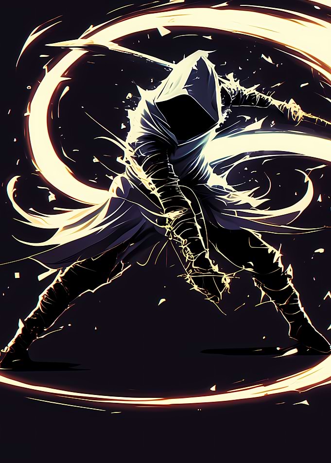 Assassins with Glowing Sword Vintage poster