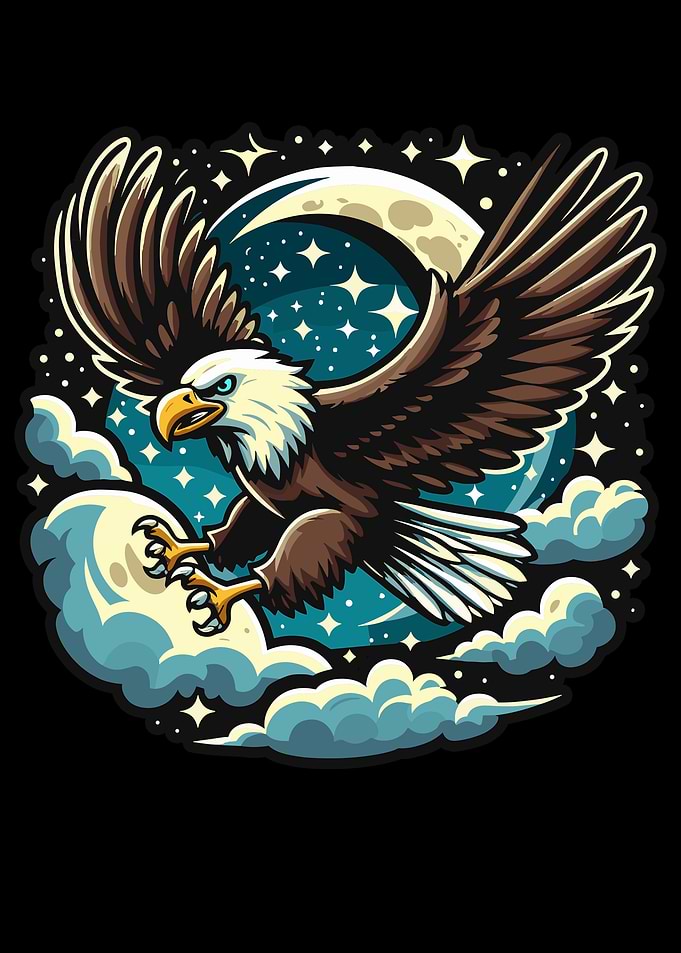 Majestic Eagle Moon Night