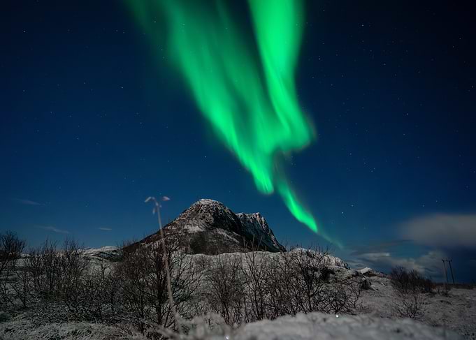Northern Lights Over Mountain