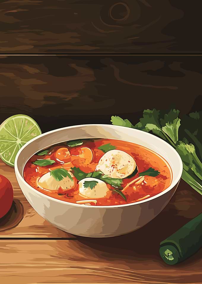 Spicy Thai Soup with Eggs