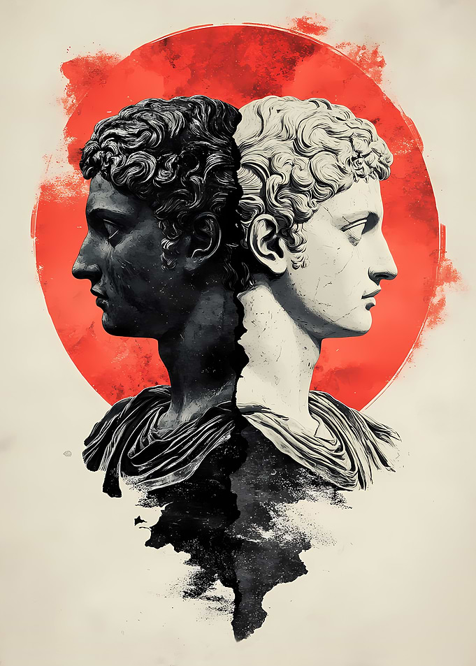 Dual Busts, Red Sun