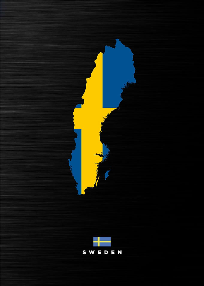 Sweden Map with Flag