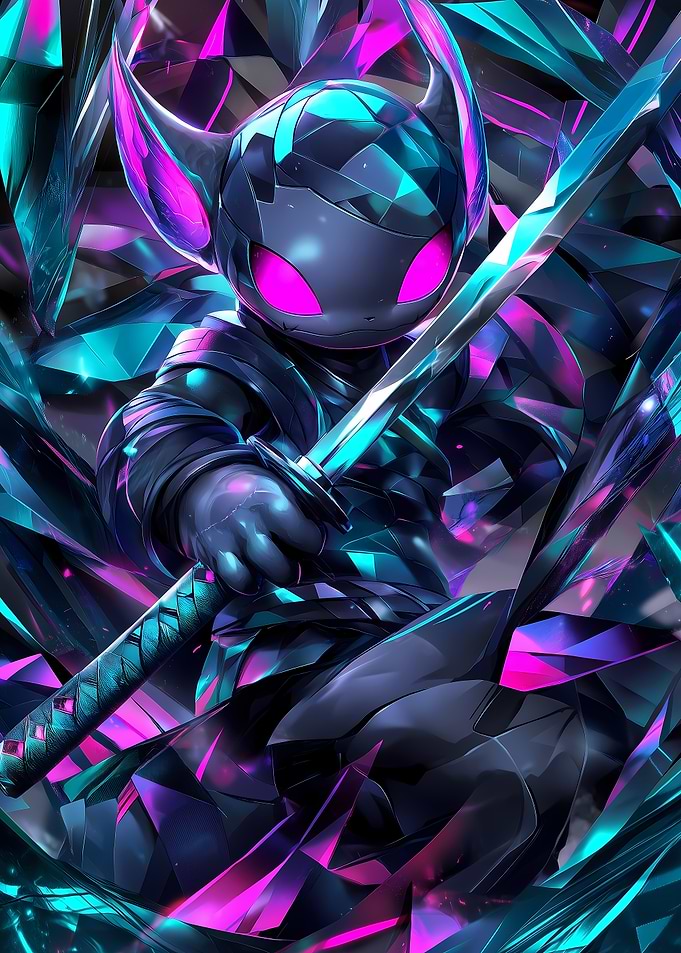 Cyberpunk Axolotl Warrior Animal