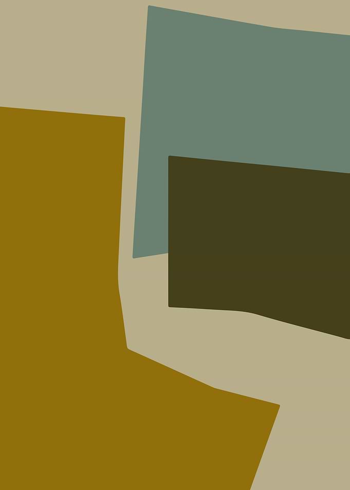 Abstract Earthy Geometric Composition in Green and Mustard