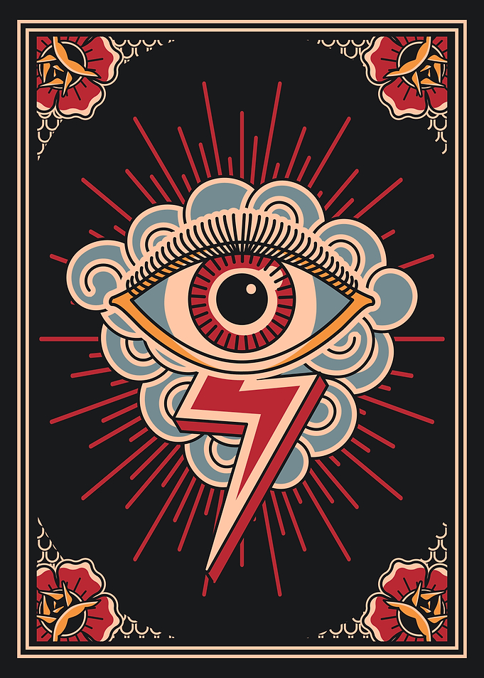 Eye & storm vintage art illustration