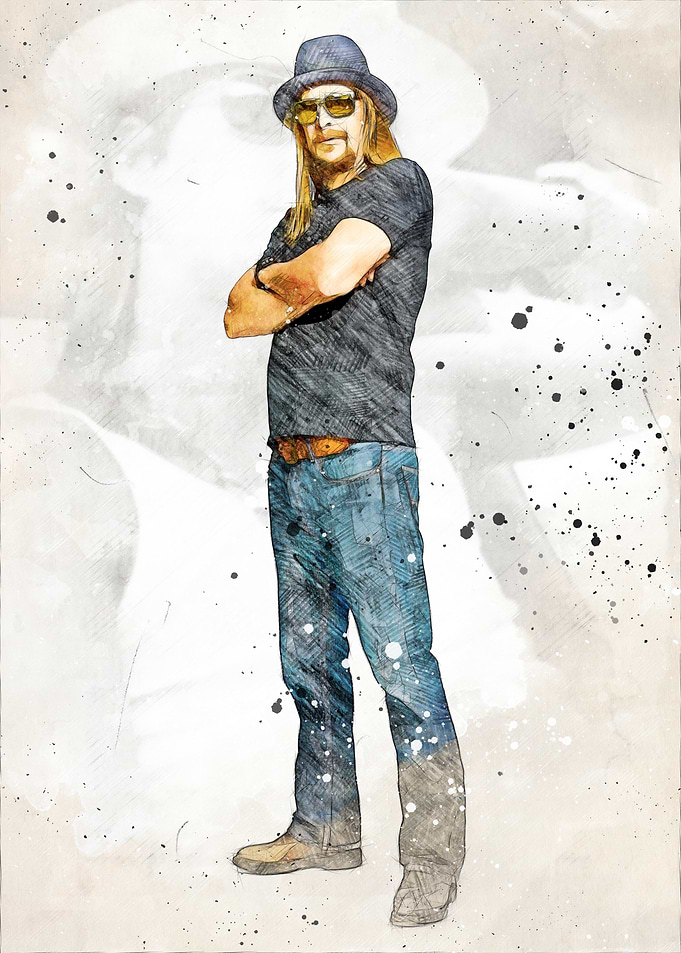 Kid Rock Watercolor Portrait