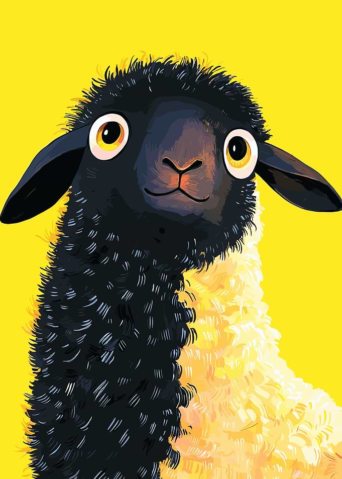 Cute Black Sheep Illustration