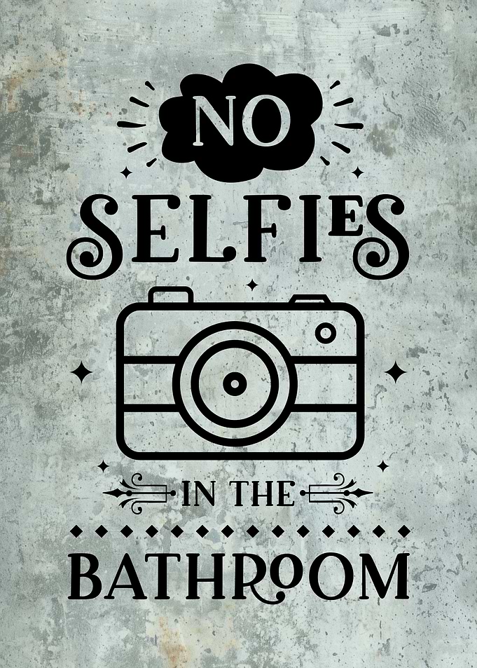 Funny No Selfies Bathroom Sign