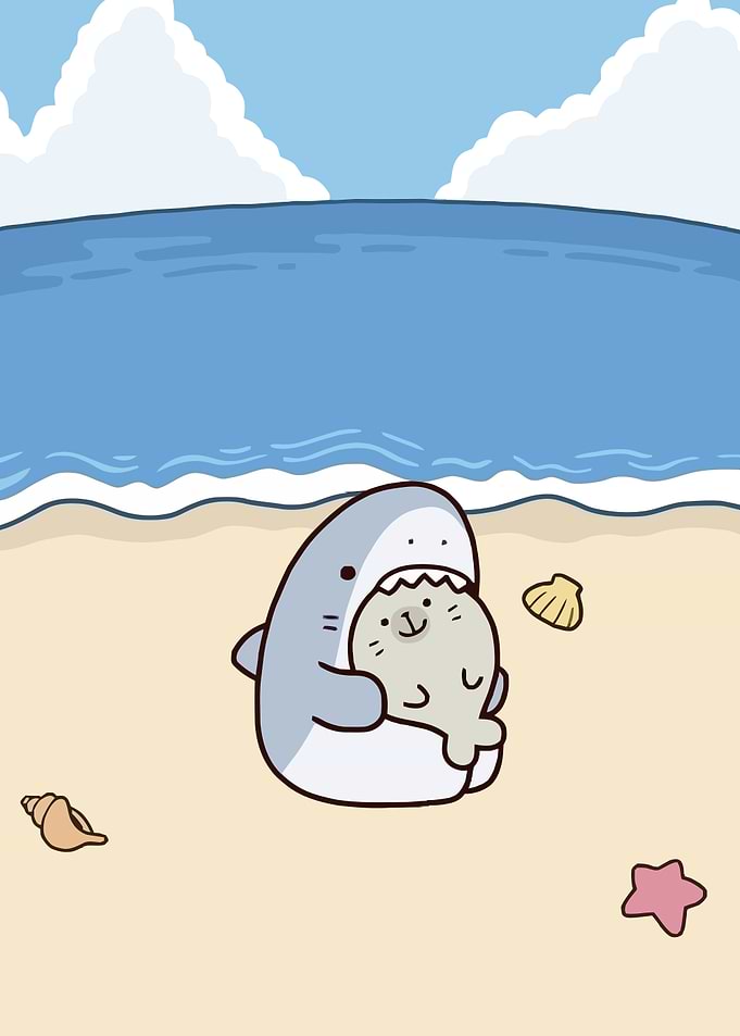 Shark and Seal on Beach