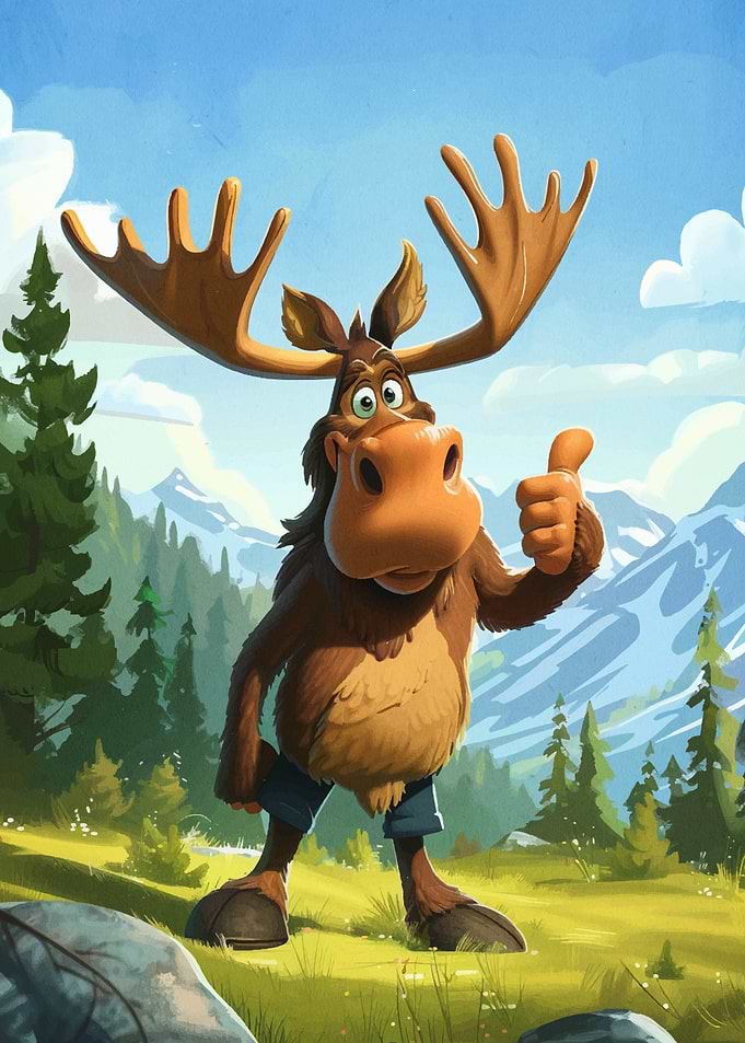 Smiling Moose Cartoon