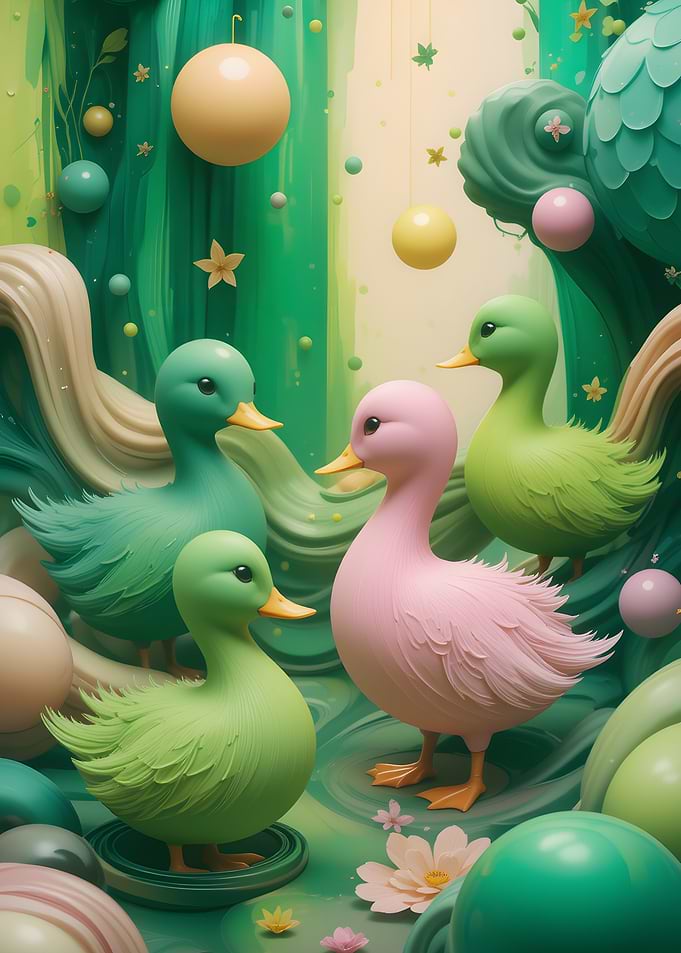 Cute Ducklings in a Whimsical World