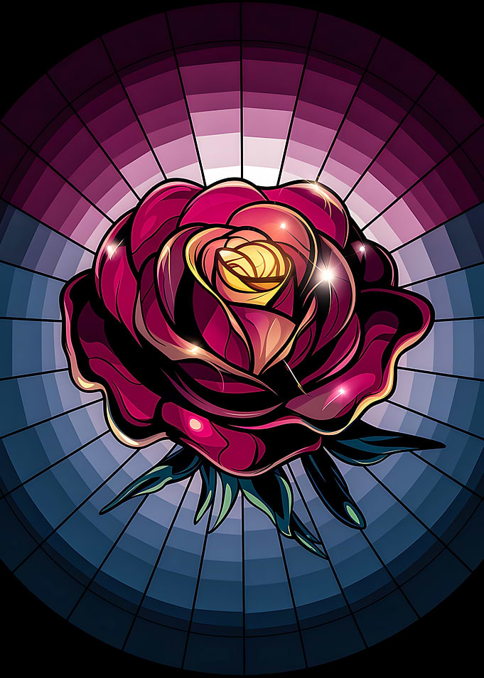 Stained Glass Masterpiece Rose