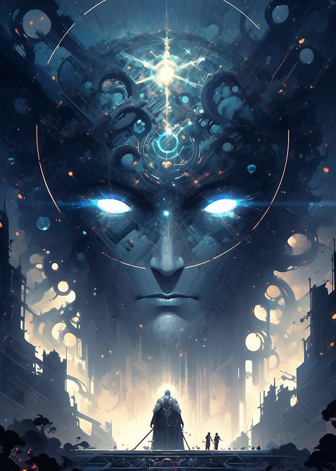 Giant Face in Cityscape