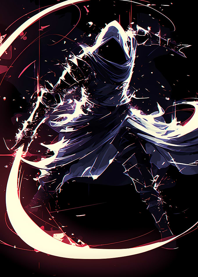 Dark Figure with Crescent Blade