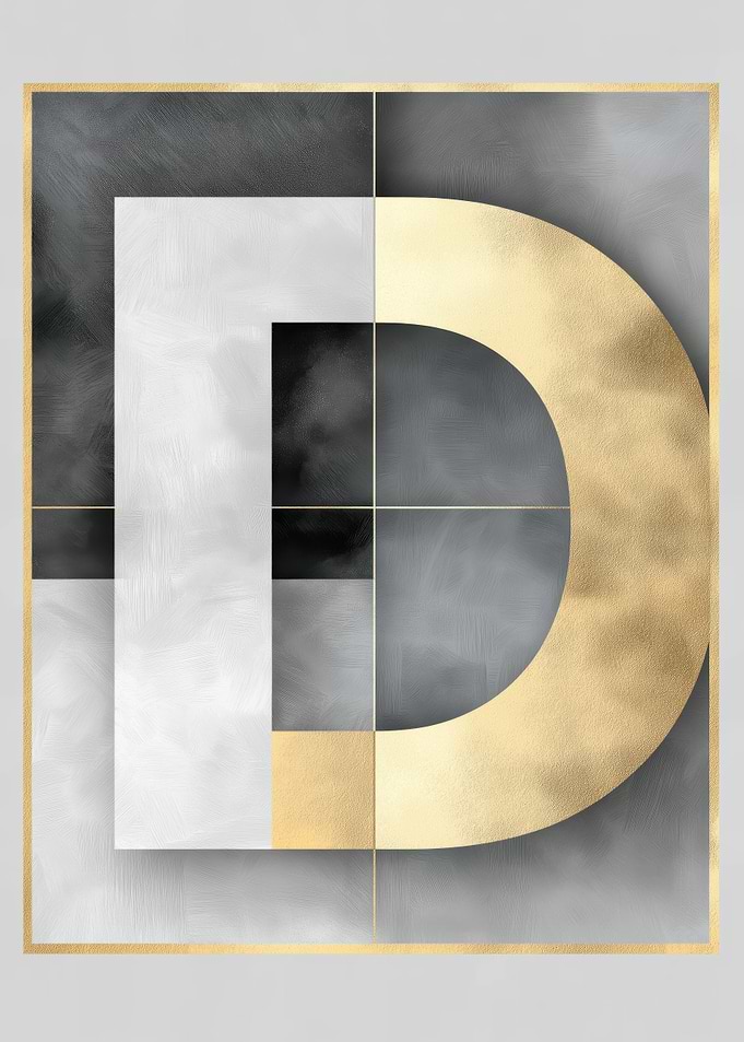 Gold and Grey Letter D