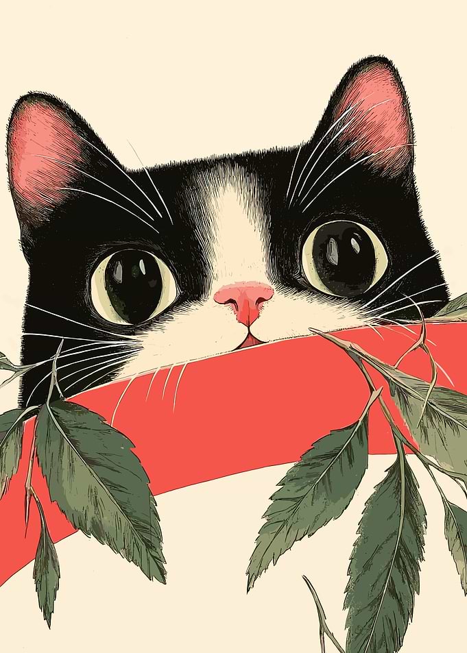 Curious Cat Illustration