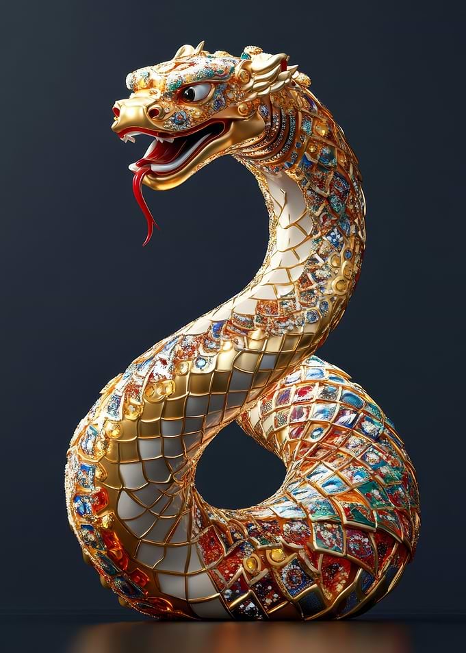 Gold Snake Statue