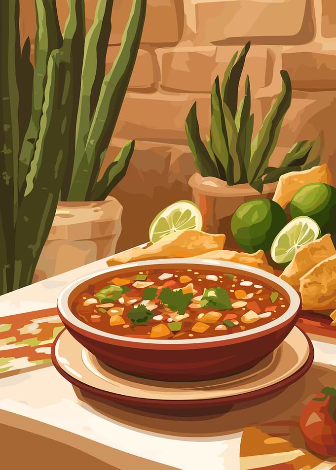 Mexican Soup with Tortilla Chips