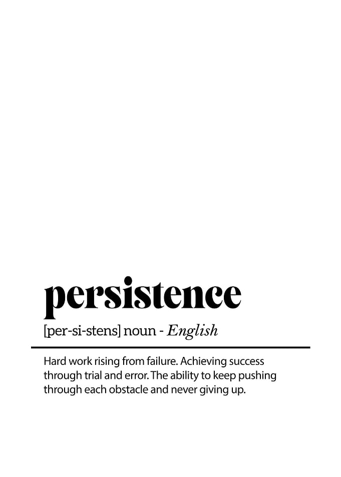 Persistence definition Wall Art, Never Give Up