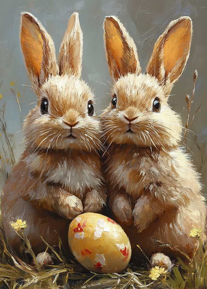 Two Bunnies and an Egg