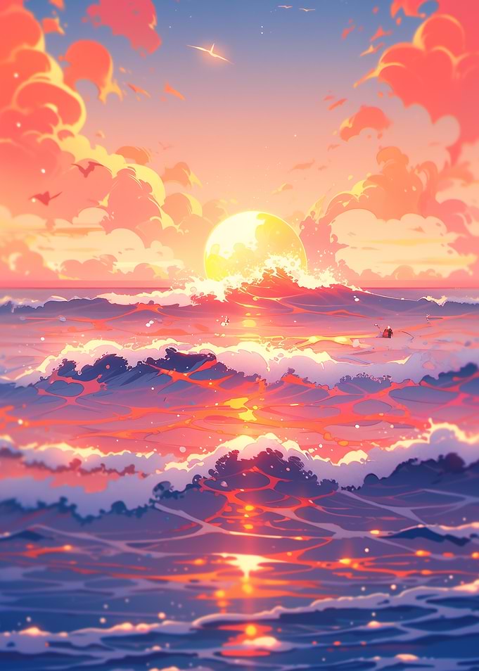 Sunset Ocean Waves