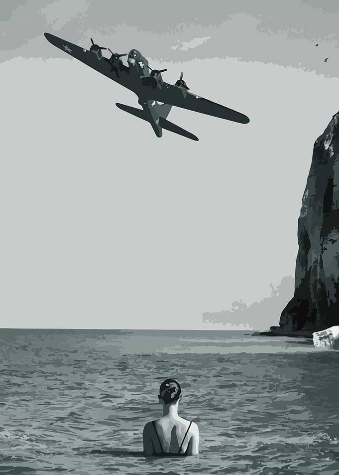 Woman Watching Plane