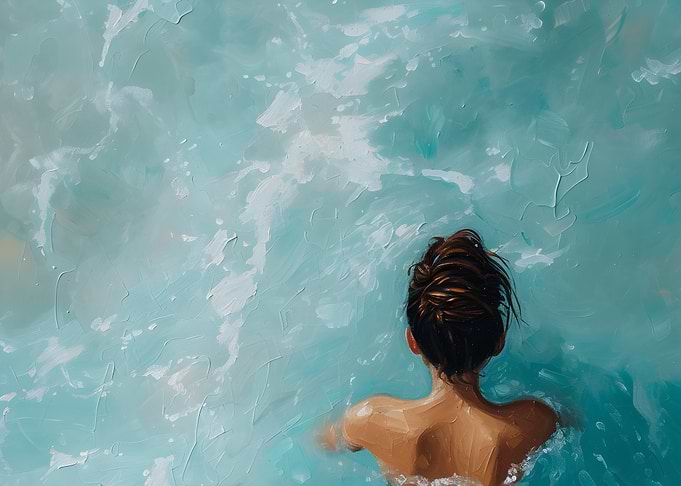 Woman Swimming in Turquoise Water