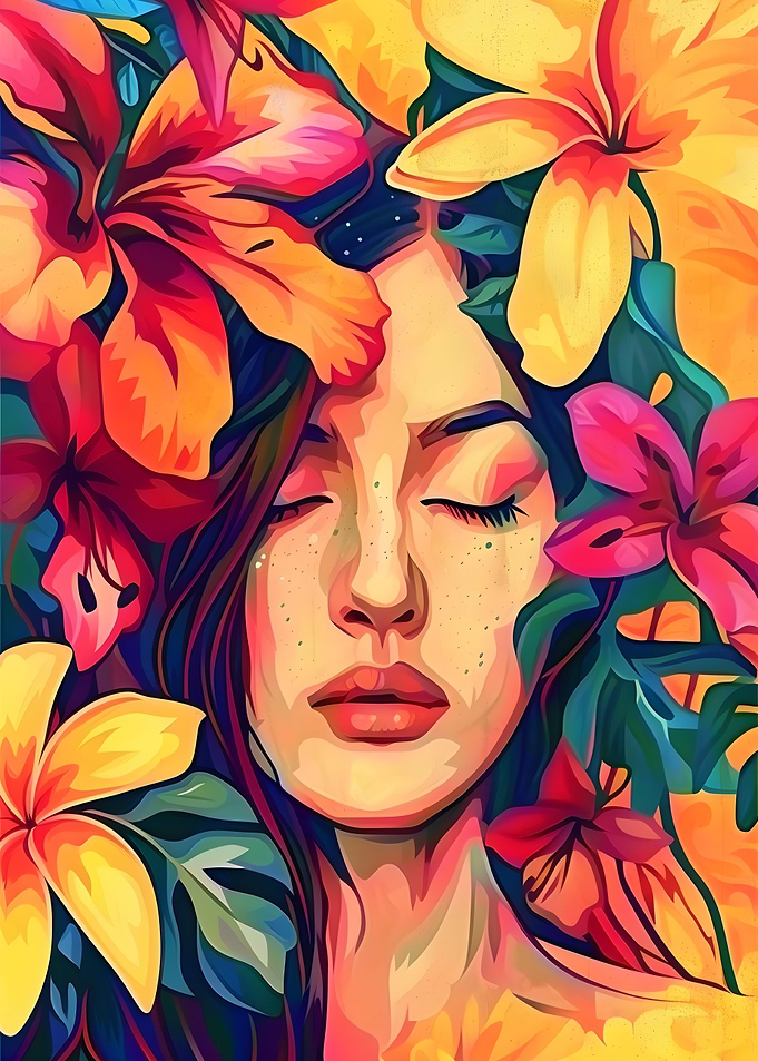 Woman Surrounded by Flowers