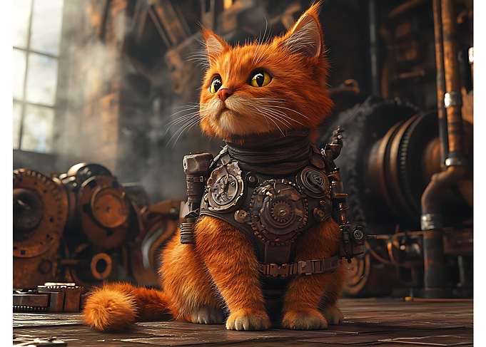 Orange Steampunk Cat