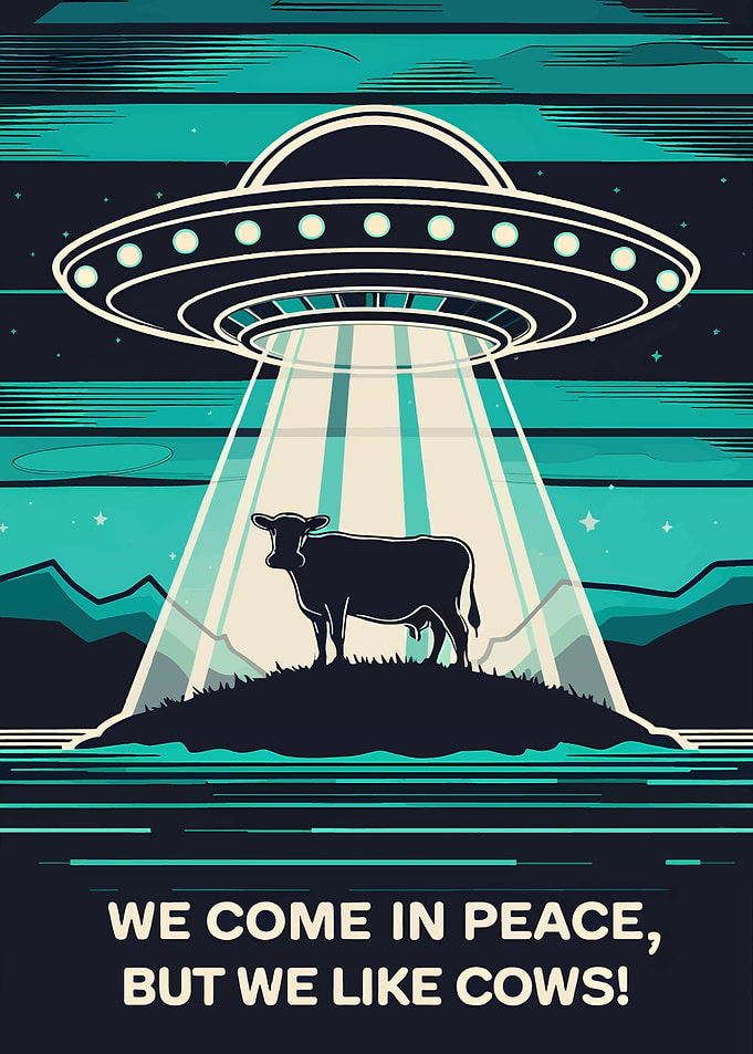 UFO Cow Poster