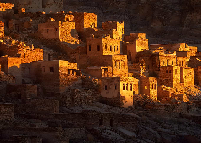 Ancient Village at Sunset